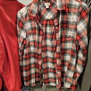 J.Crew Red Plaid Button-Up Shirt